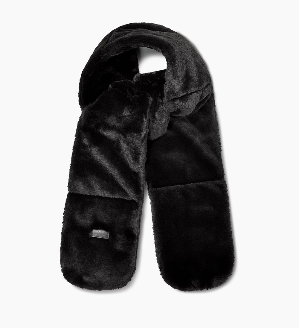 Ugg Faux Fur Oblong - Womens Scarfs - Black - NZ (1974LRYOD)